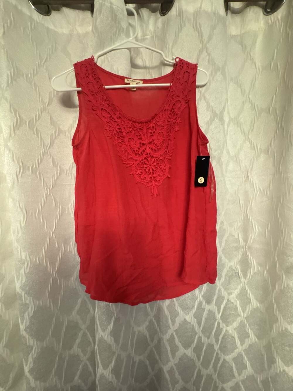 Messini Size S Red Lace Top Blouse Women